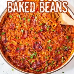 Smokey, spicy, and delicious, Dr Pepper Baked Beans Recipe from Call Me PMc has the best flavor and consistency. They are the perfect side dish for any barbecue. Great for potlucks, picnics, and tailgating!