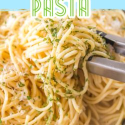 Fast and Easy Lemon Butter Pasta in a skillet with forks.