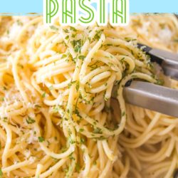 Fast and Easy Lemon Butter Pasta in a skillet with forks.