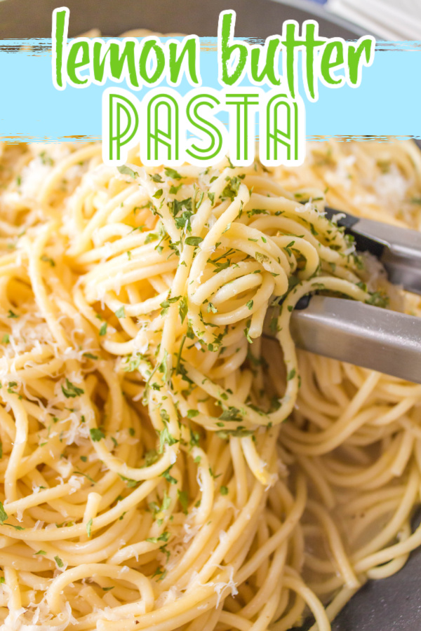 Fast and easy lemon butter pasta in a skillet.