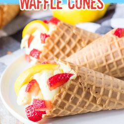 Strawberry Cheesecake Waffle Cones make a cool and refreshing treat for summer. You'll be pleasantly surprised how easy and delicious they are!