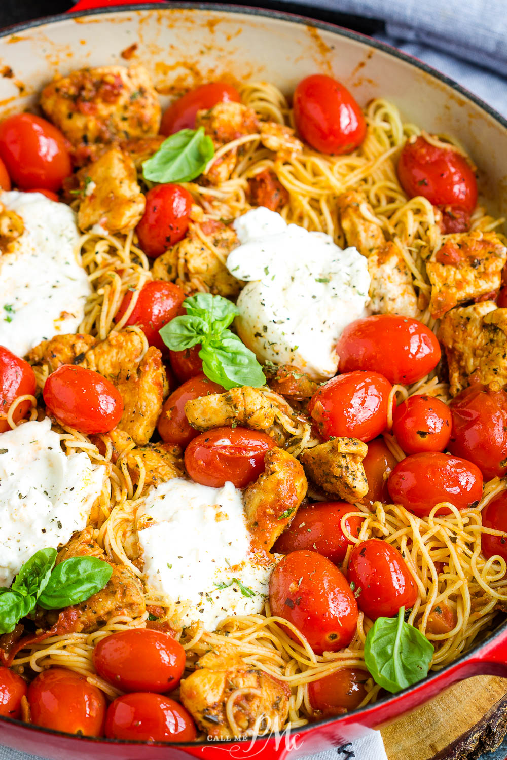 Grape Tomato Burrata Chicken Pasta