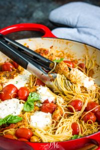 GRAPE TOMATO BURRATA CHICKEN PASTA