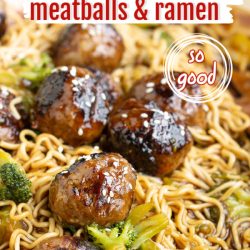Mongolian Meatballs Ramen recipe, tender and juicy beef meatballs are smothered in a sweet and tangy Asian-inspired sauce and sit on a bed of ramen noodles. This dinner recipe is a flavor sensation.  #meatballs #ramen #recipes #dinner