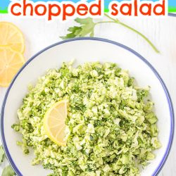 Green Goddess Chopped Salad {TikTok Recipe} has loads of fresh herbs, garlic, and lemon juice in the dressing smothering fresh, crispy, chopped greens. This salad recipe is a tangy, herby, and delicious main or side dish. #recipe