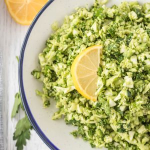 Green Goddess Chopped Salad {TikTok Recipe} with fresh herbs, garlic, & lemon juice. #salad #recipe #healthyrecipe #callmepomc #greengoddess #tiktoc