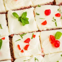 This easy and delicious Cherry Texas Sheet Cake is made with pie filling and cake mix. It's topped with a yummy cream cheese frosting.