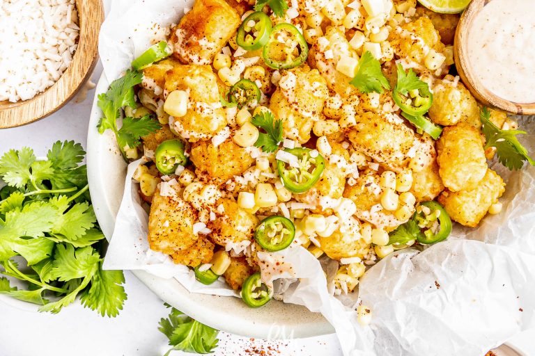 MEXICAN STREET CORN TOTCHOS RECIPE {Tater Tots Nachos}