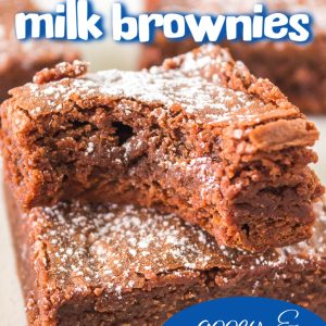 Gooey Condensed Milk Brownies an easy, gooey & chewy recipe. They're comforting, addictive, & decadent made with pantry staples. #brownies #chocolate #recipe #dessert
