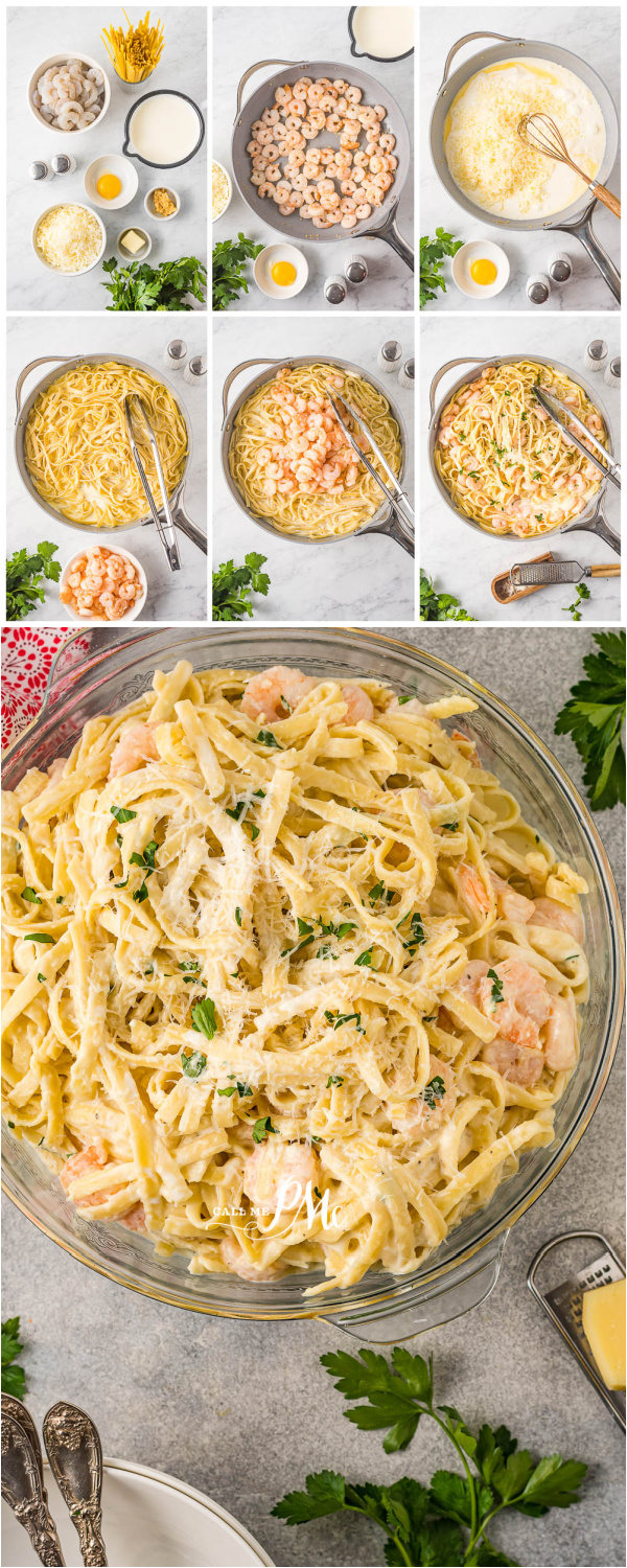 Shrimp Fettuccine Alfredo collage