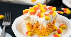 CANDY CORN POKE CAKE