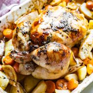 ROASTED LEMON THYME CHICKEN AND ROOT VEGETABLES