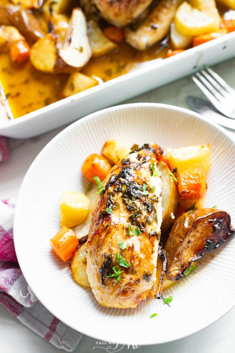 Roasted lemon thyme chicken and root vegetables