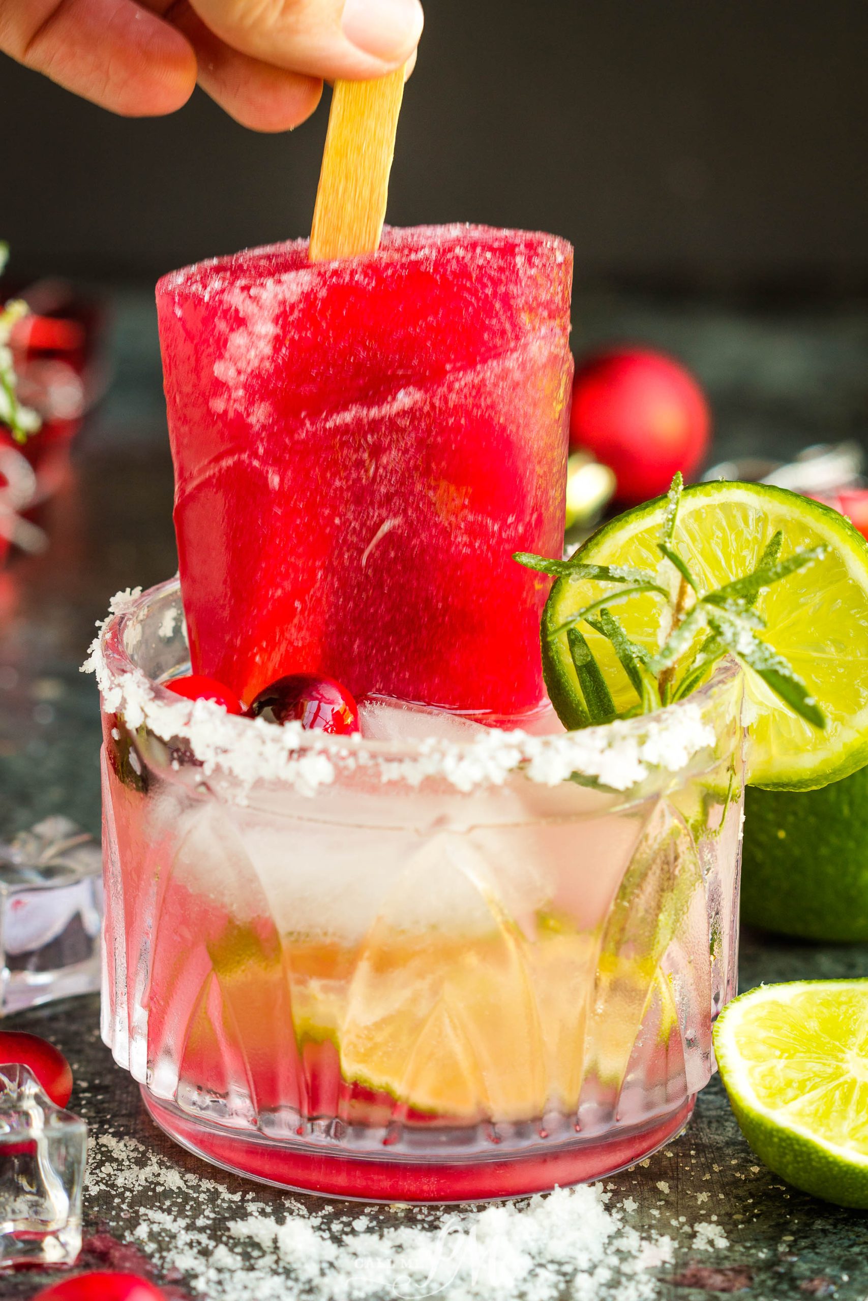 Holiday Margarita with Pomegranate Popsicle drink