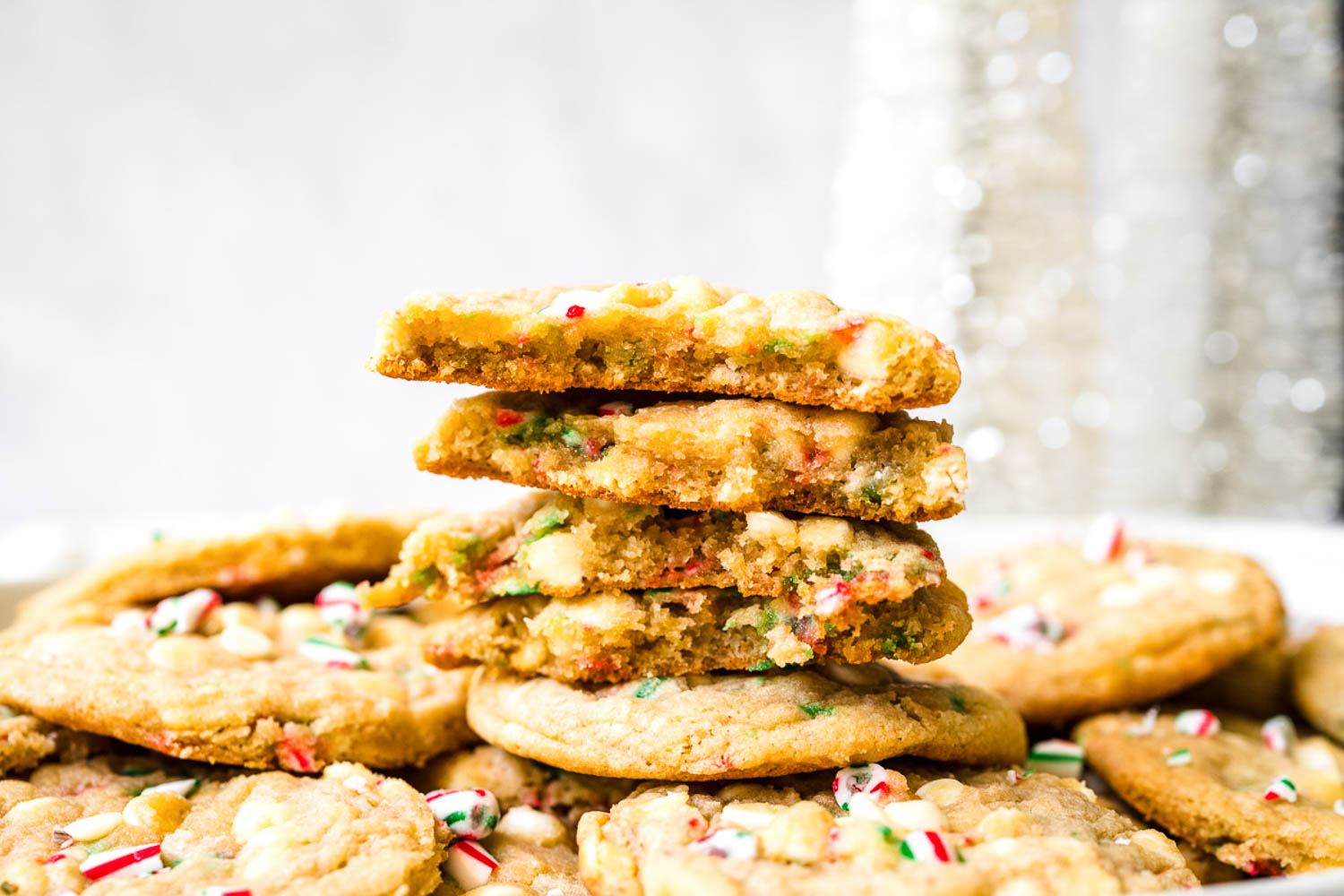 Stack of Christmas baked treats.