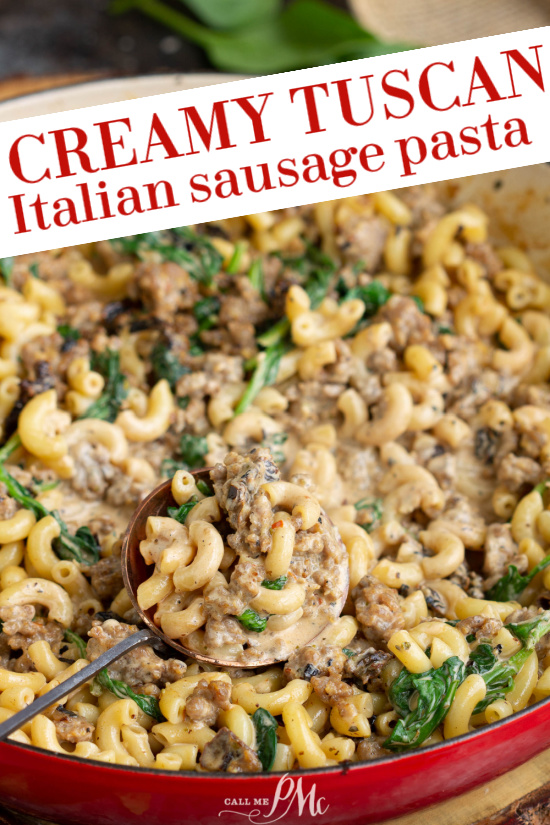 Creamy Tuscan Italian Sausage Pasta Creamy Tuscan Italian Sausage Pasta is a delicious dish that combines the rich flavors of Italian sausage with a velvety sauce.