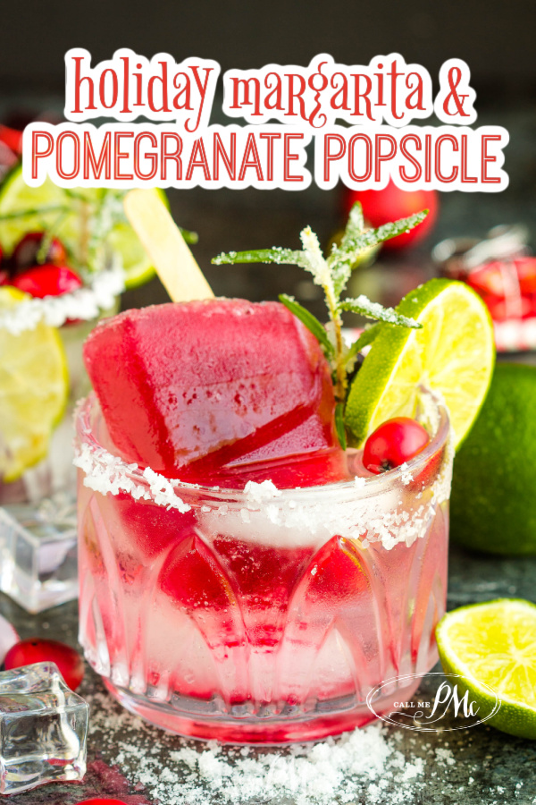 on the rock white cranberry christmas margarita with pomegranate popsicle Holiday Margarita with Pomegranate Popsicle
