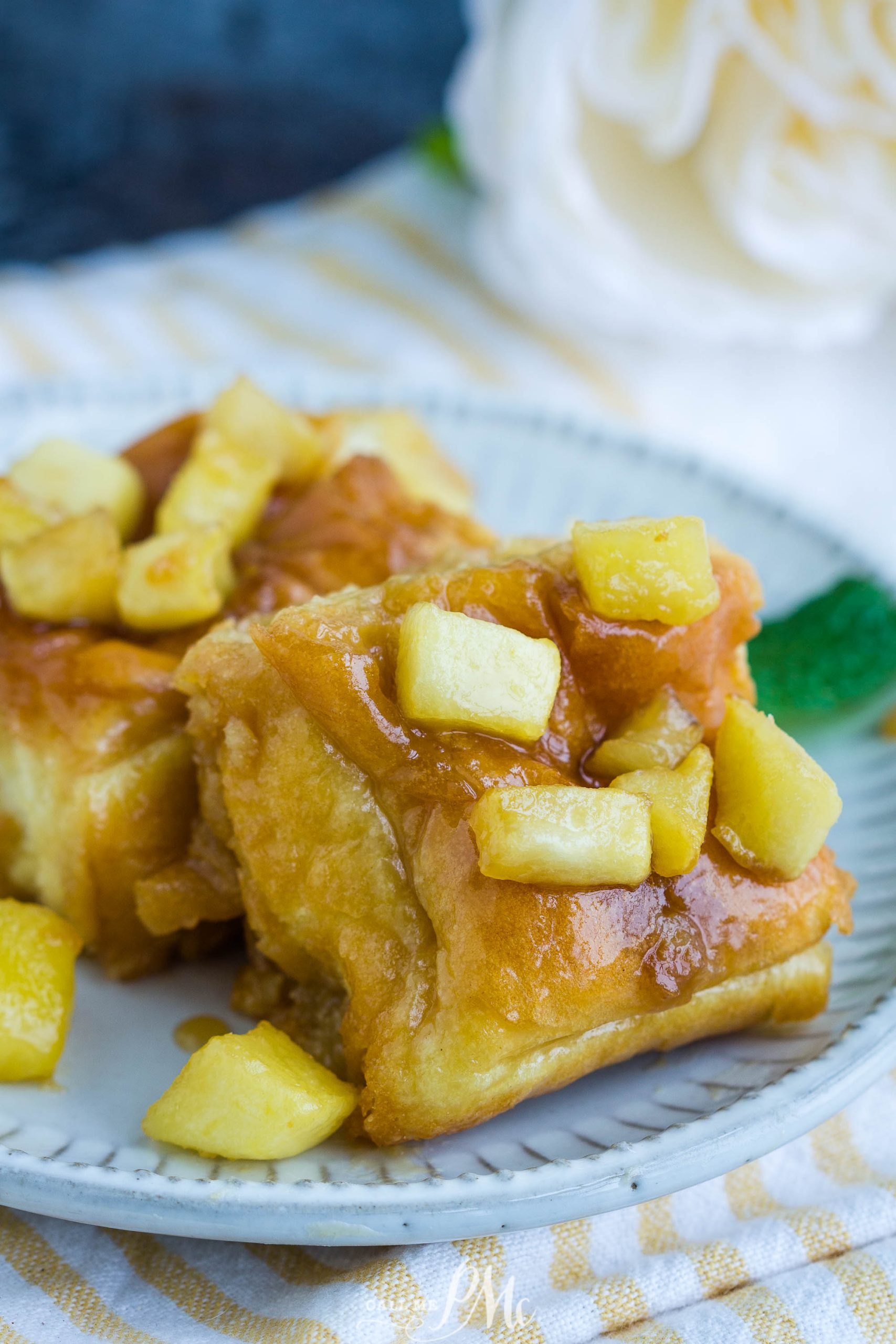 Apple Fritter Hawaiian Rolls Sticky Buns | Call Me PMc fruit buns