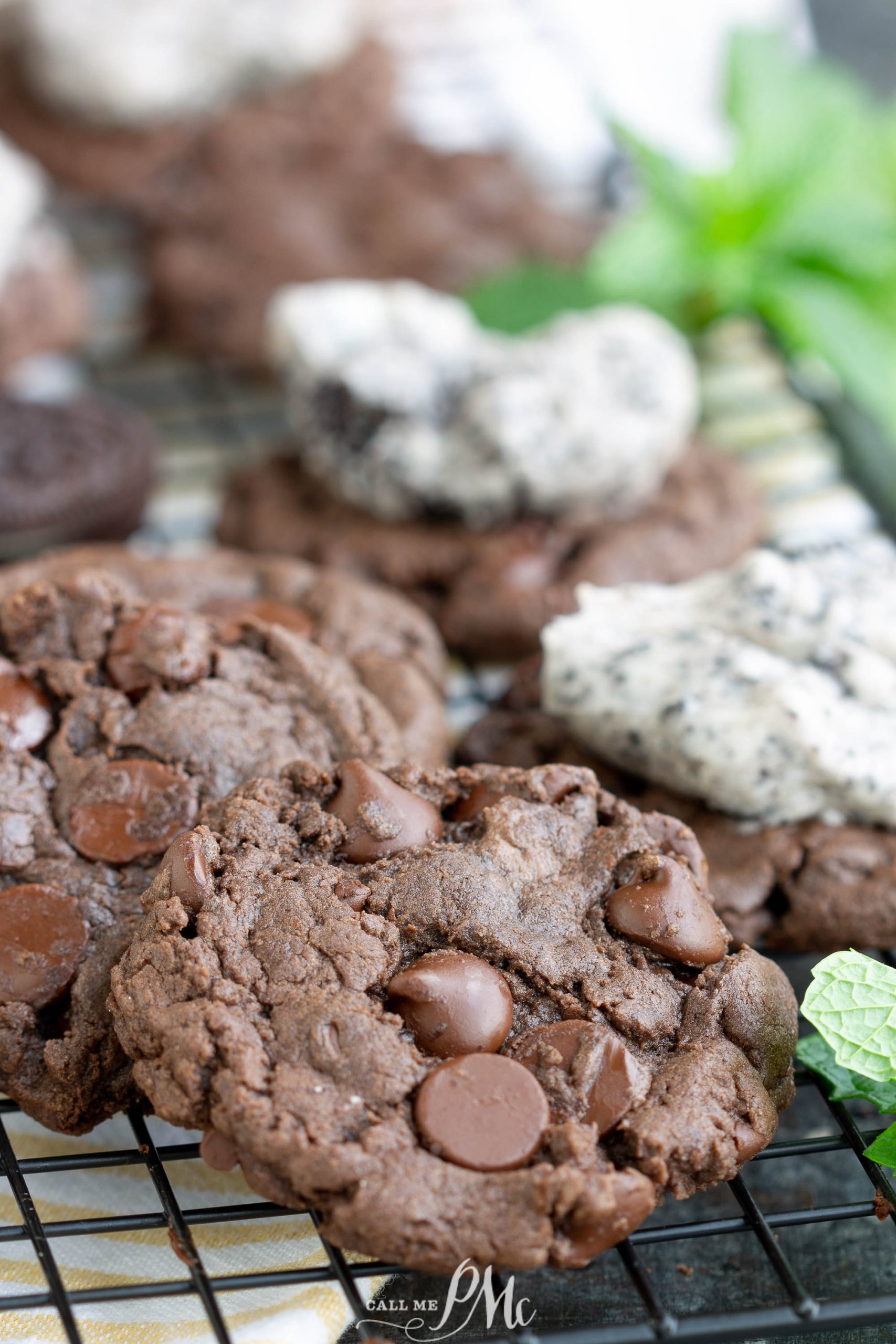 Fudge Cookies with Oreo Frosting (chocolate cake mix cookies)