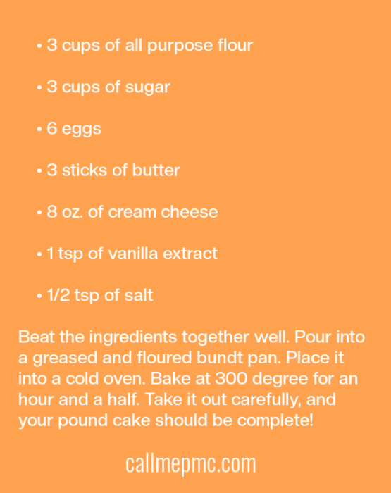 Miss Dots Pound Cake Recipe