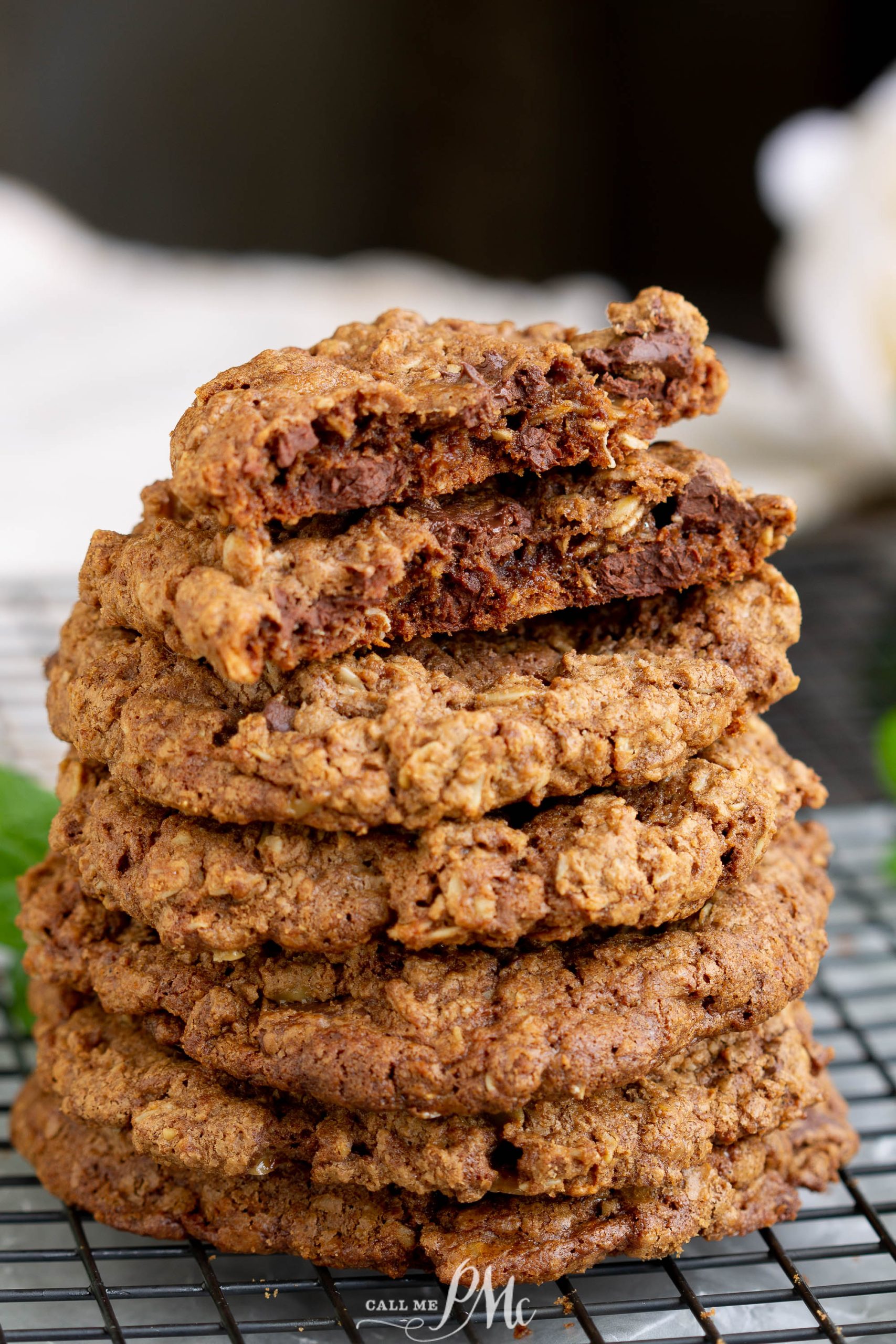 stack of baked toffee crunch cookies.