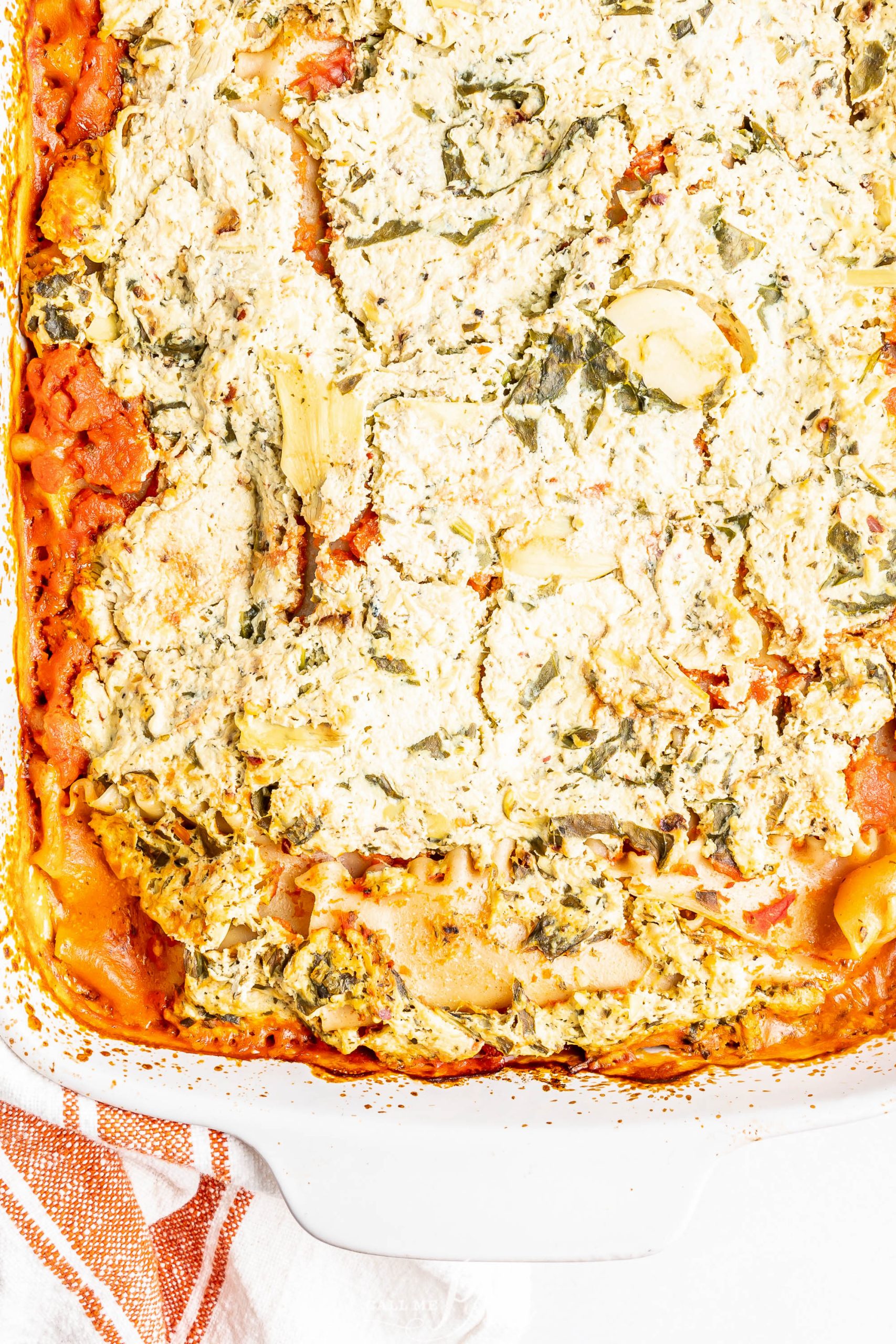 Spinach Artichoke Feta Lasagna.