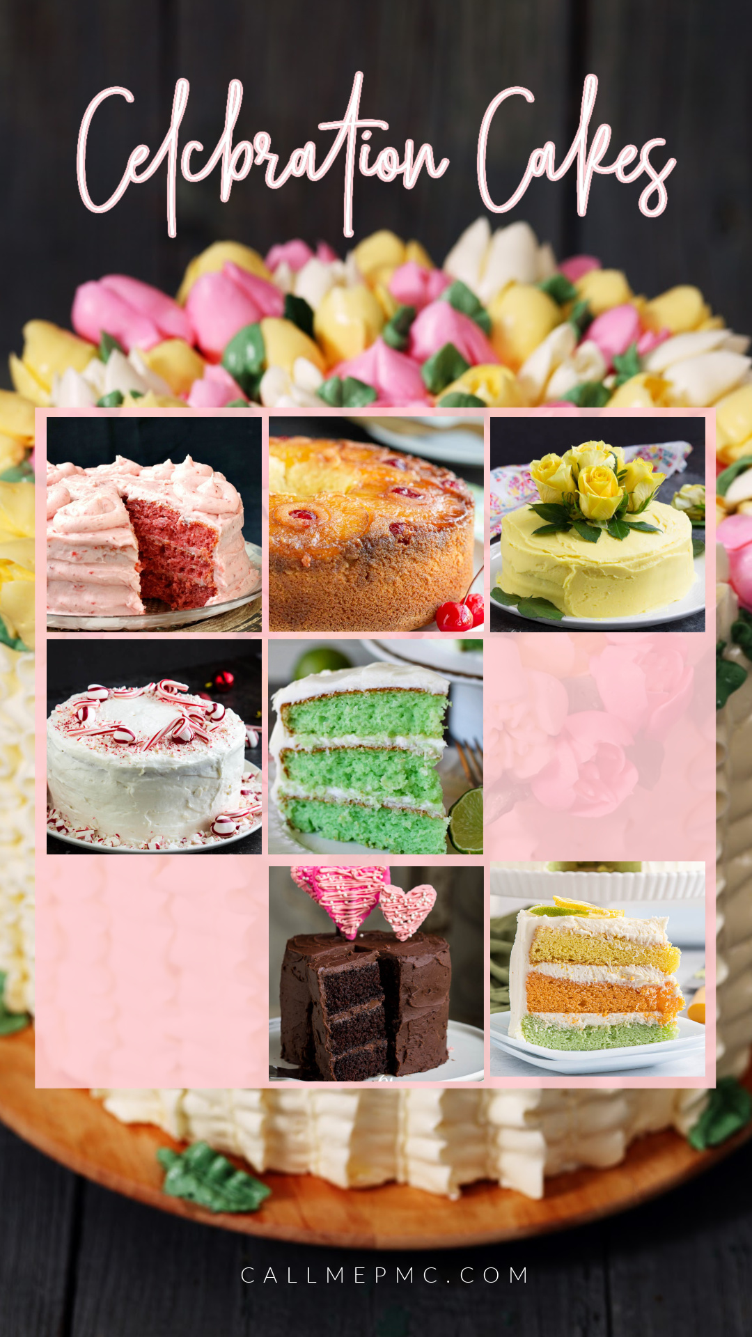 collage of cakes