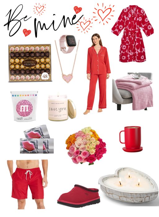 collage of pink and red products for Valentine's day gifts
