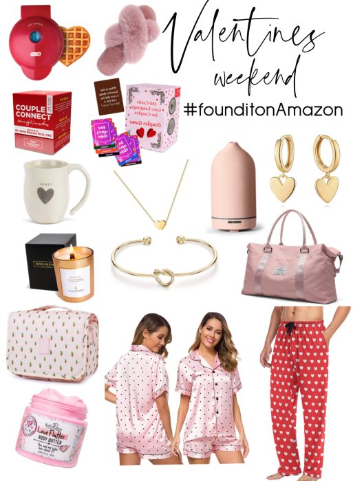 collage of pink and red products for Valentine's day gifts