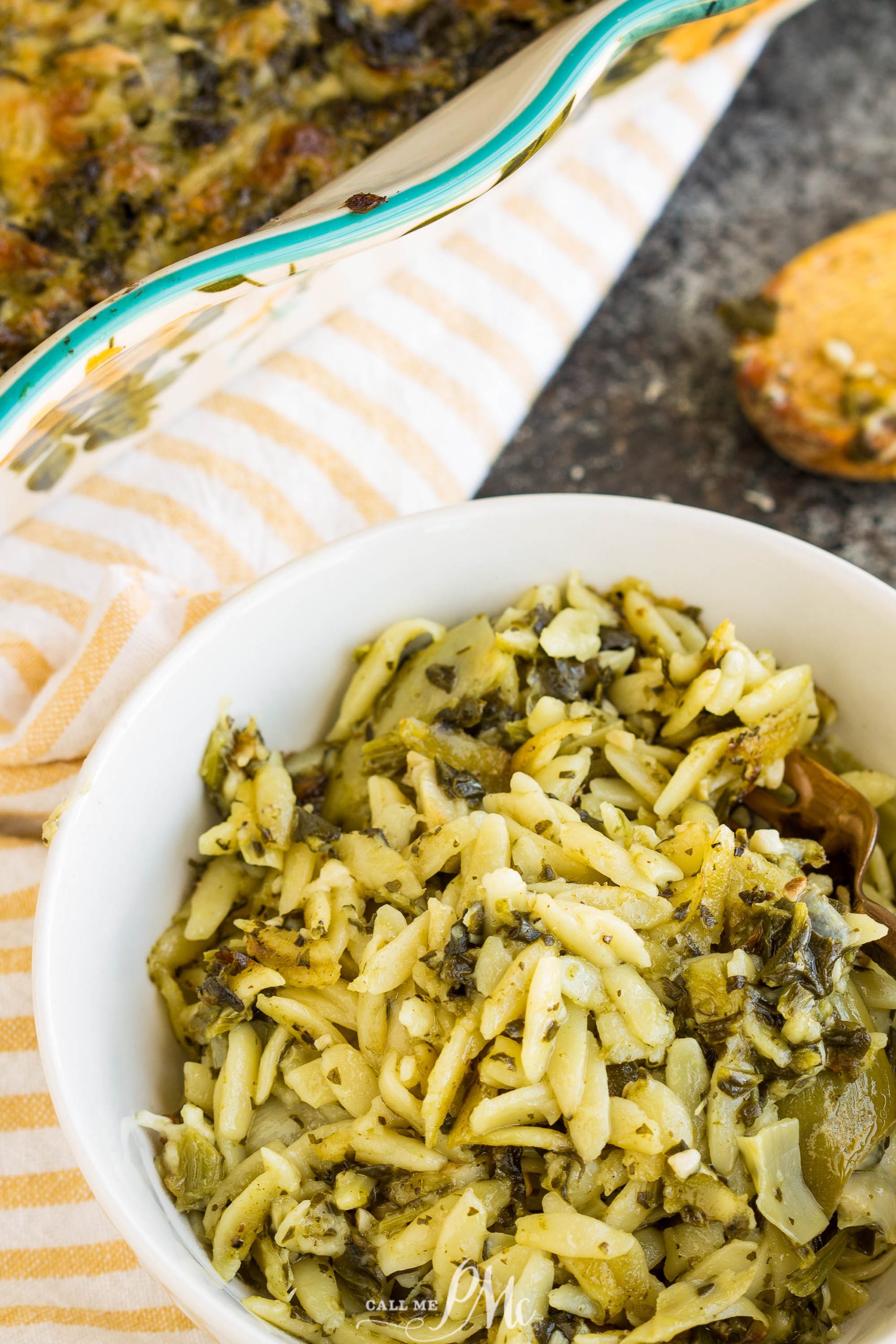 One Pan Spinach Artichoke Orzo