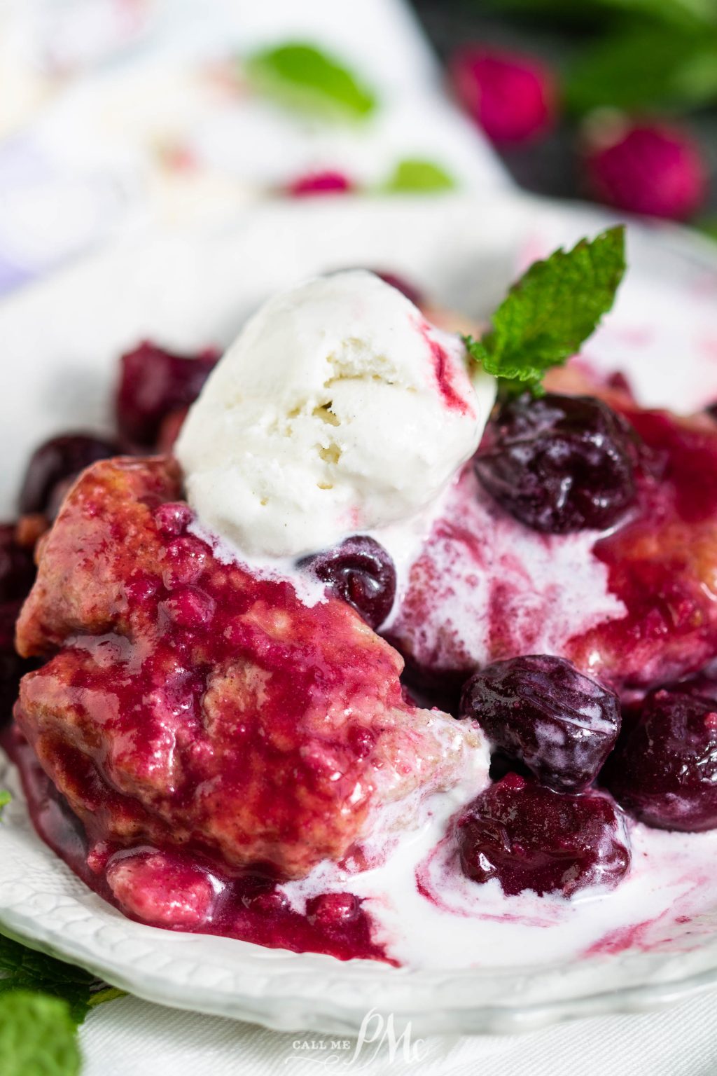Cherry Cobbler with fresh or frozen cherries