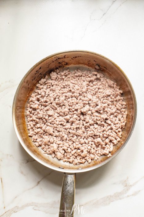 hamburger meat in skillet