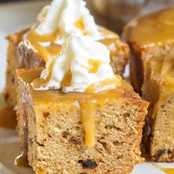 ย Sticky Toffee Date Cake with Brown Sugar Caramel Sauce