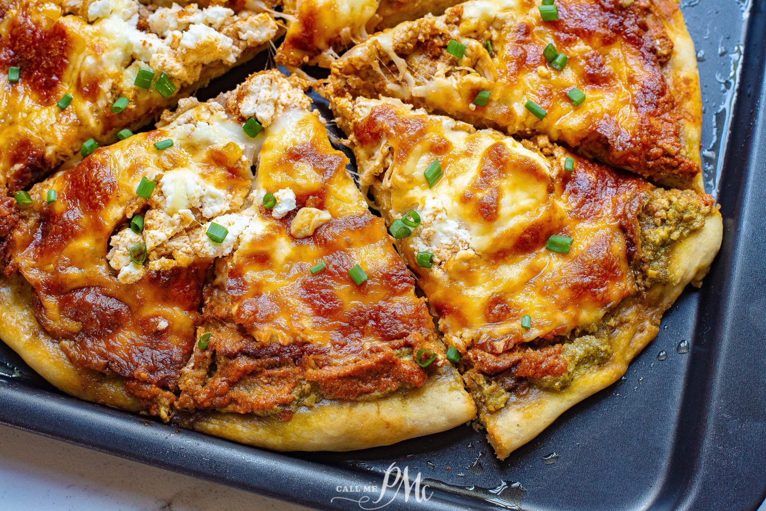 Two Pesto Chicken Pizza with Mozzarella and Ricotta