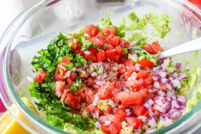 chopped ingredients for Guacamole