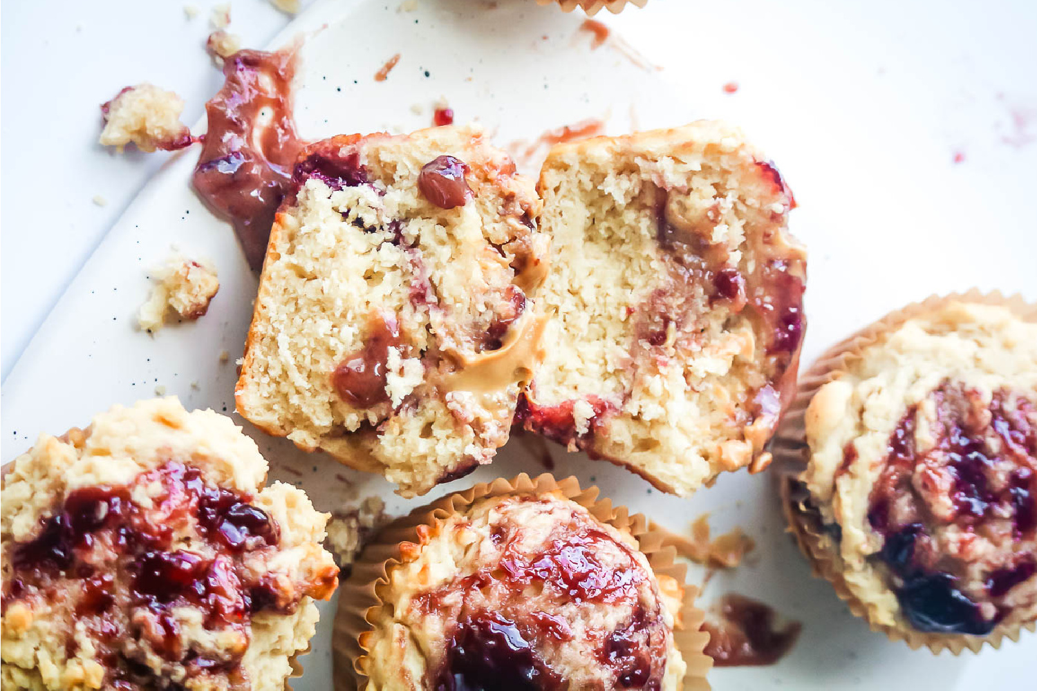 Breakfast pb&j cakes on a tray.