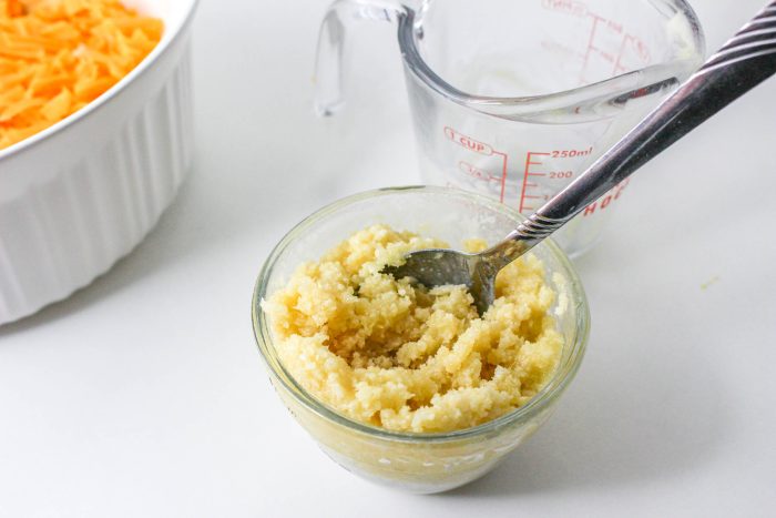 Panko bread crumbs mixed with butter.