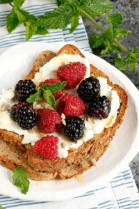 Blackberry Raspberry Ricotta Toast