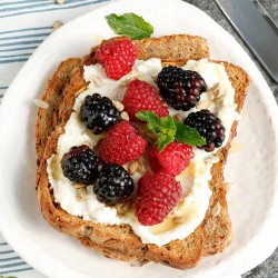 Blackberry Raspberry on Toast with ricotta.