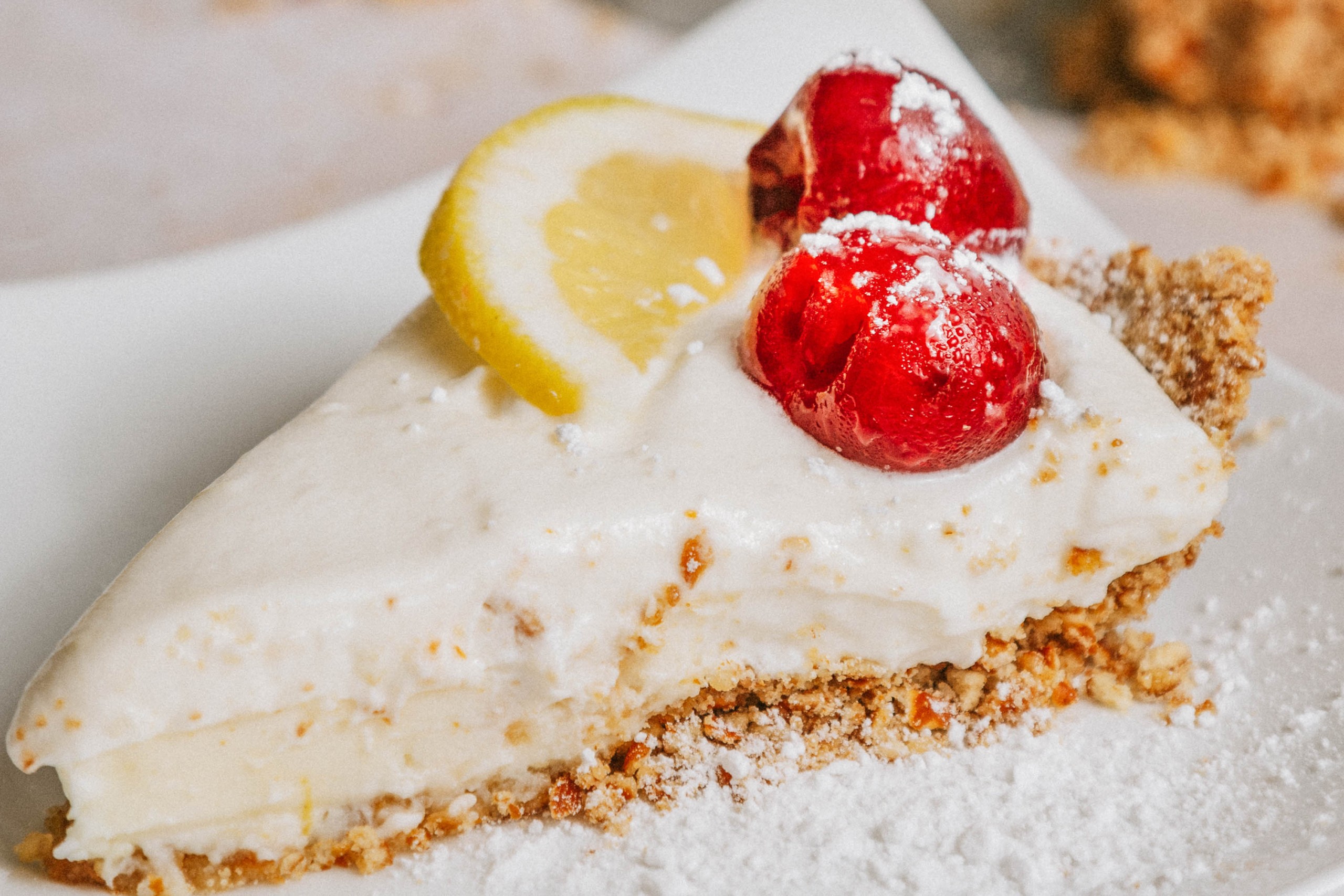 Slice of Mascarpone Cherry Tart.