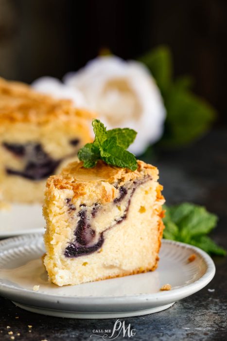 Slic of blueberry pound cake