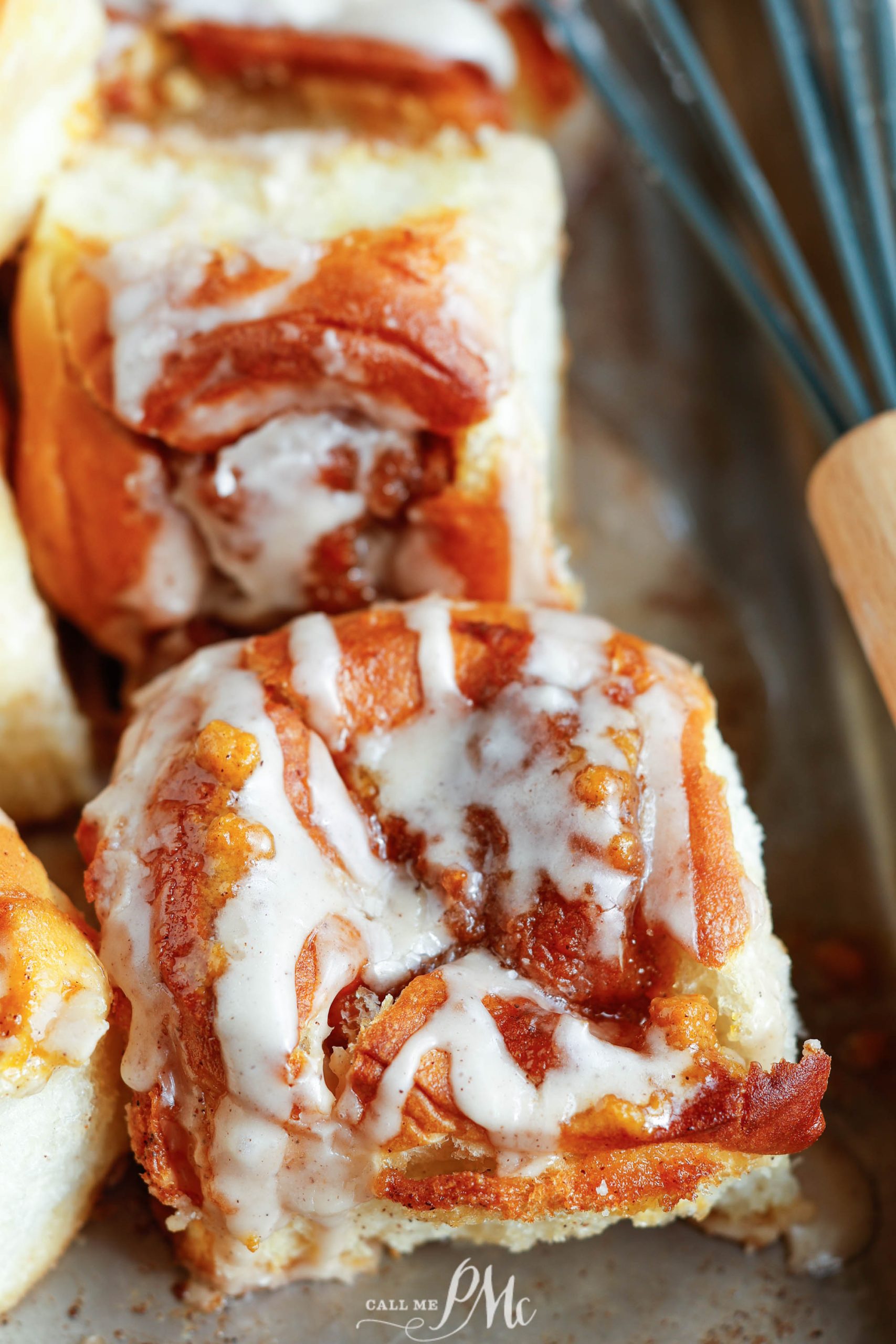 Sweet rolls stuffed and glazed.
