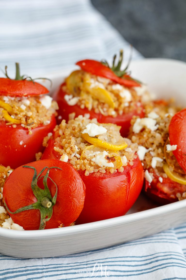 Tomatoes filled with healthy ingredients.