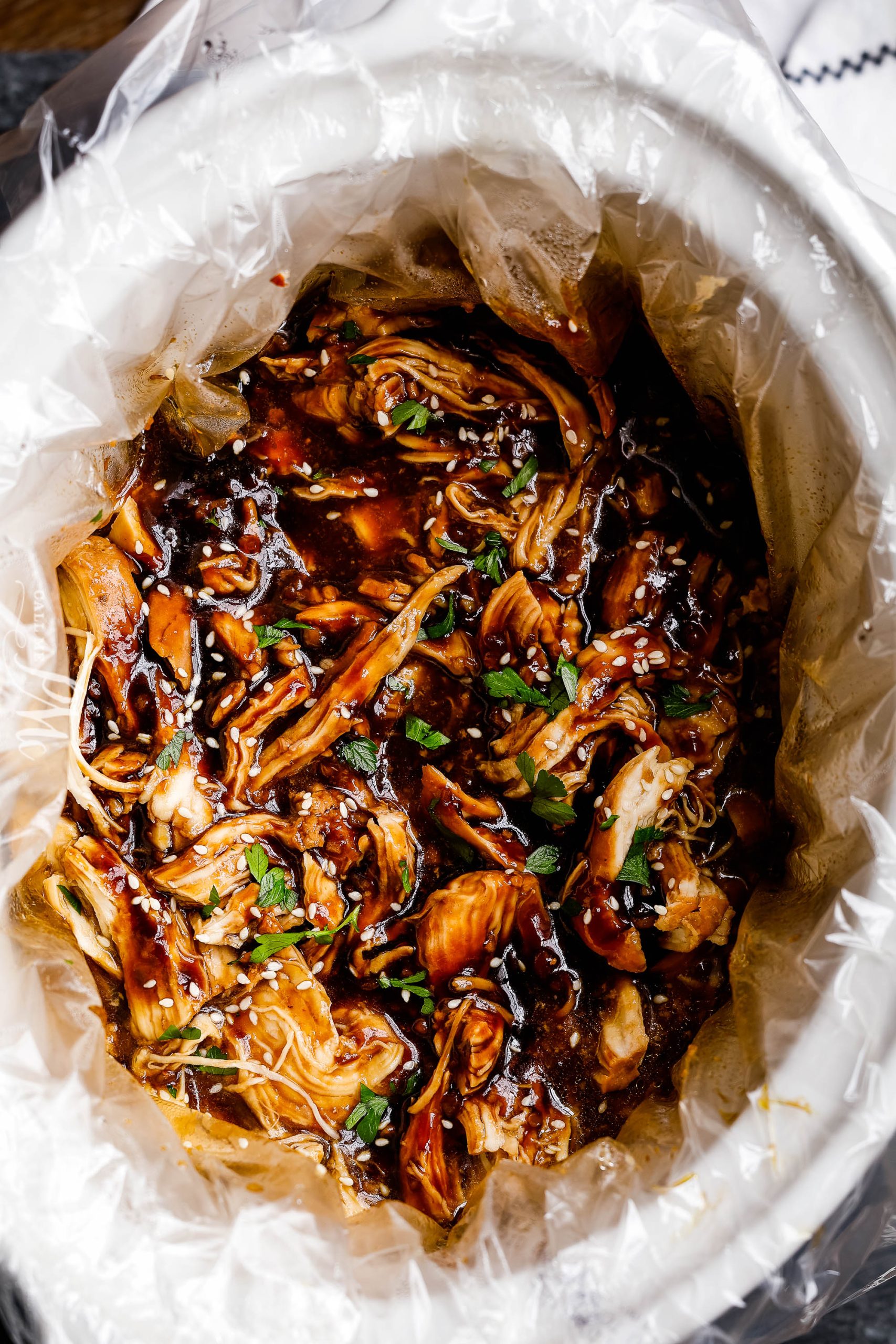 Shredded hoisin chicken in slow cooker