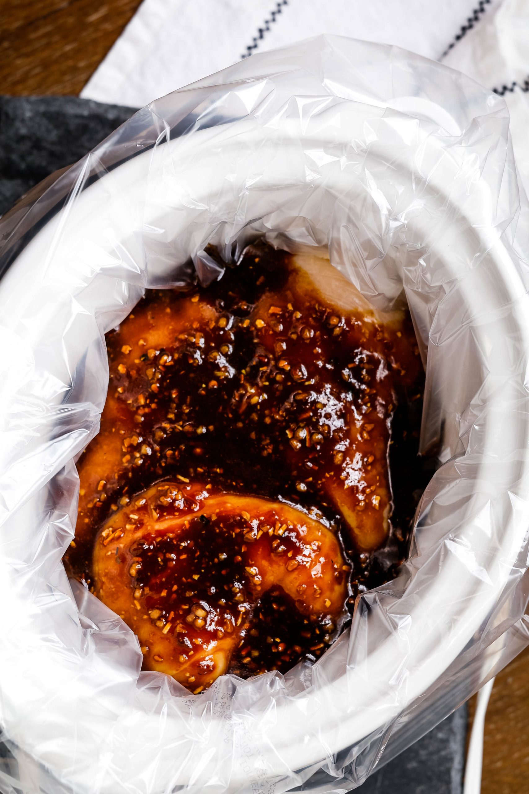 Shredded hoisin chicken in slow cooker