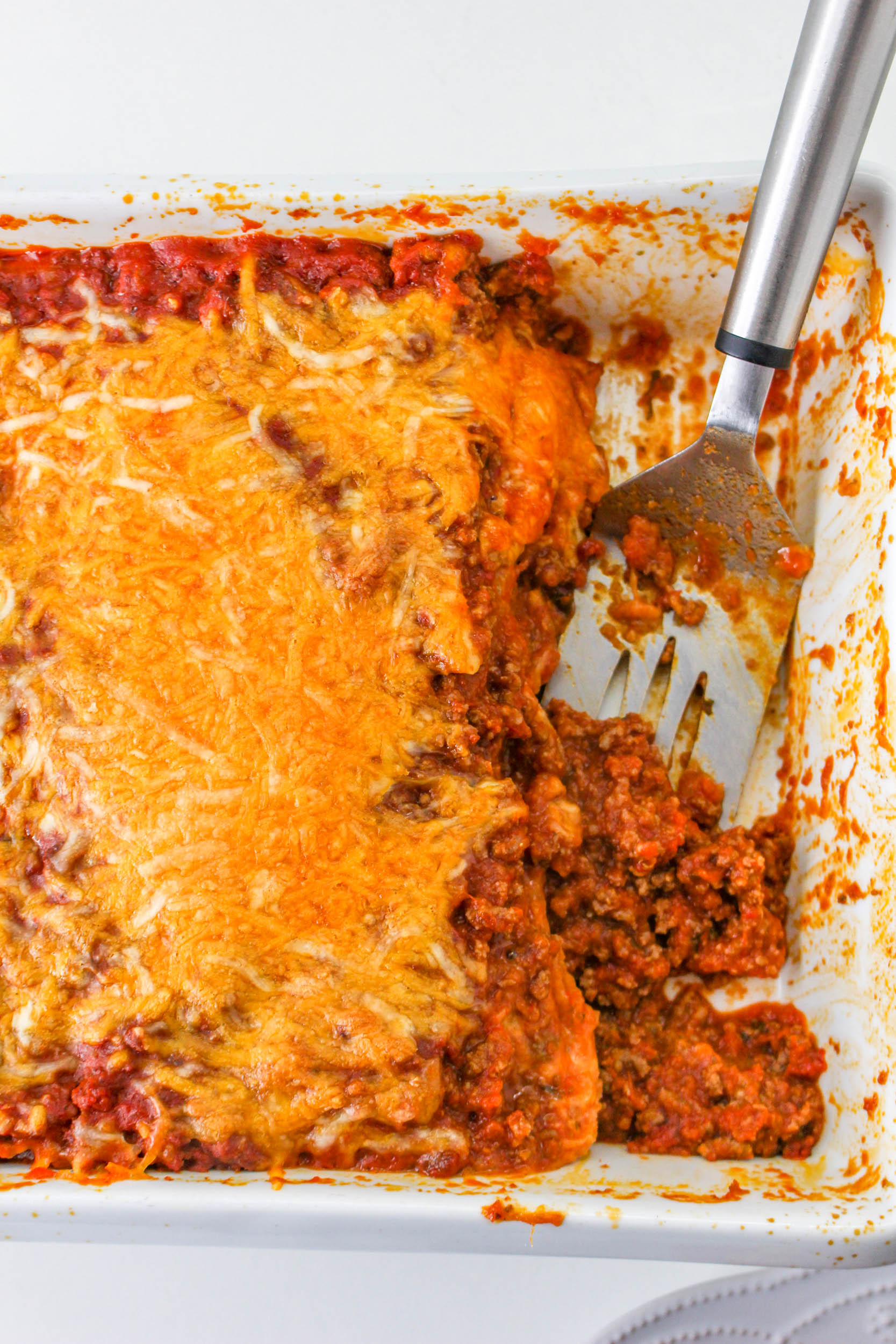 Tiktok Texas Toast Casserole dish with a fork in it.