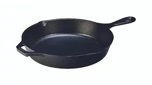 Lodge 10.25 Inch Cast Iron Pre-Seasoned Skillet Signature Teardrop Handle - Use in the Oven, on the Stove, on the Grill, or Over a Campfire, Black