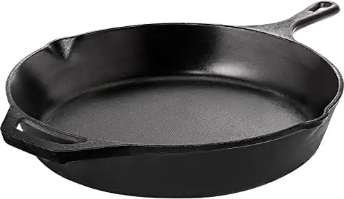 Utopia Kitchen - Saute Fry Pan - Chefs Pan, Pre-Seasoned Cast Iron Skillet - Nonstick Frying Pan 12 Inch - Safe Grill Cookware for indoor & Outdoor Use - Cast Iron Pan (Black)