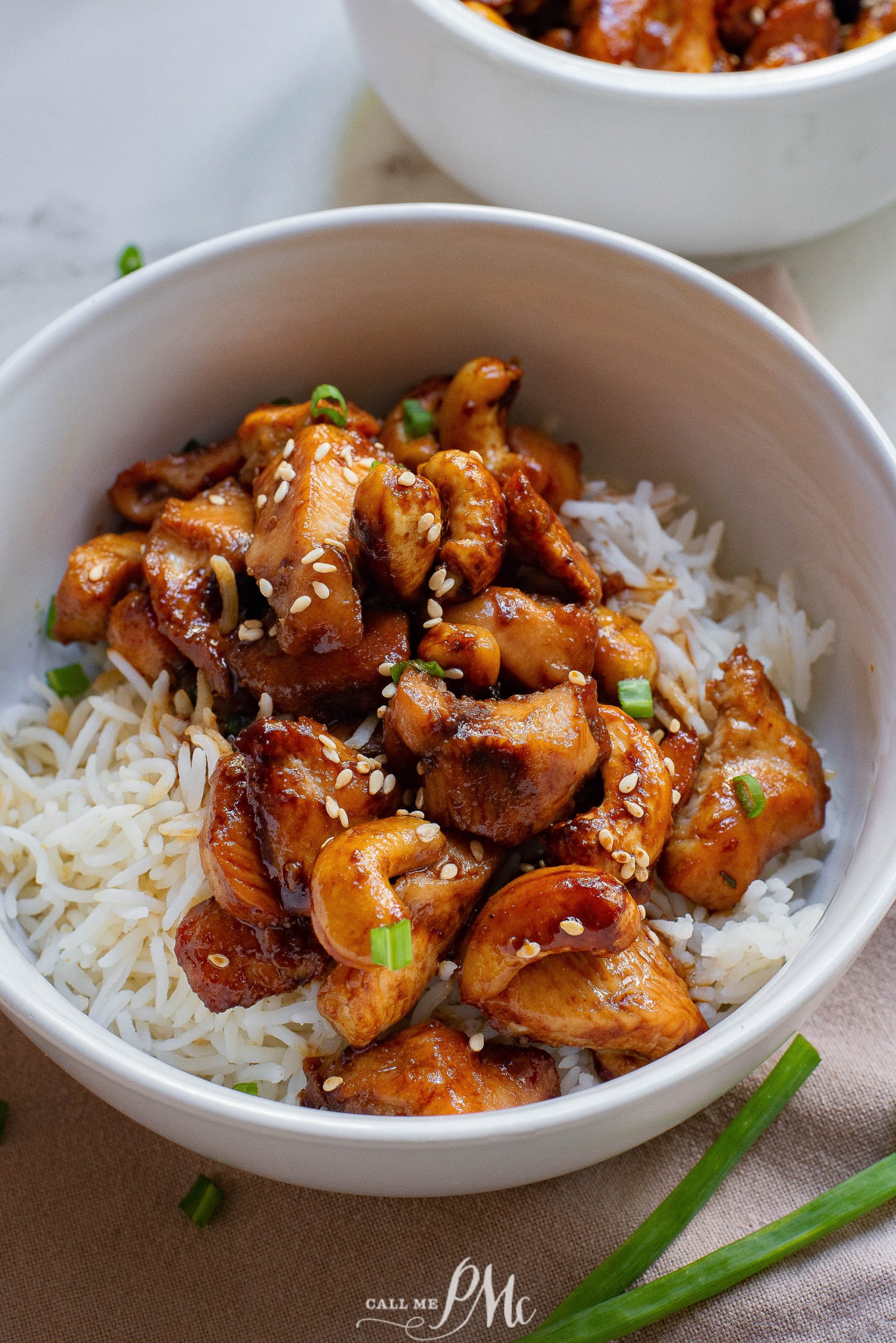 Sheet Pan Honey Soy Cashew Chicken with sesame seeds.