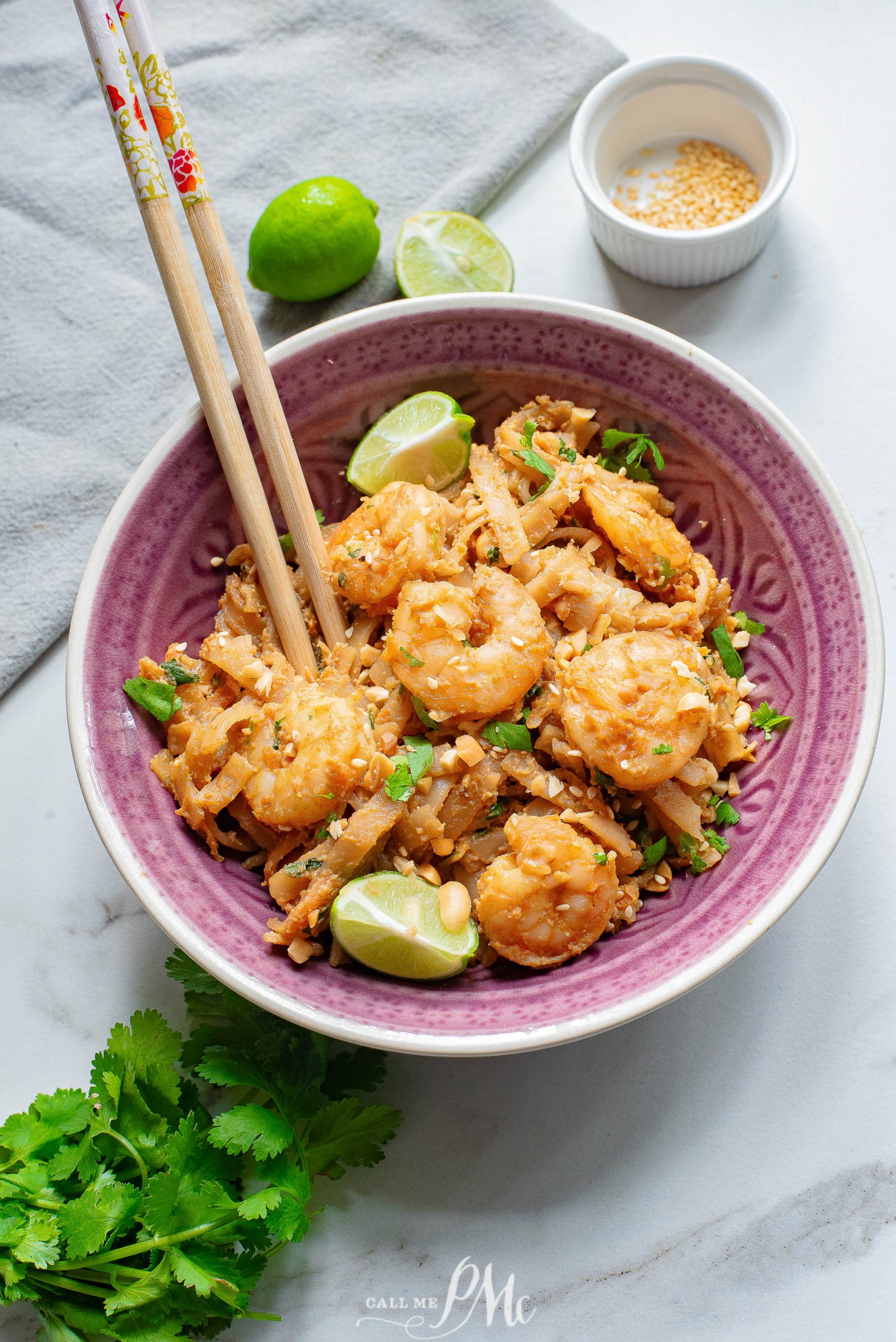 Thai shrimp fried rice in a bowl with chopsticks.